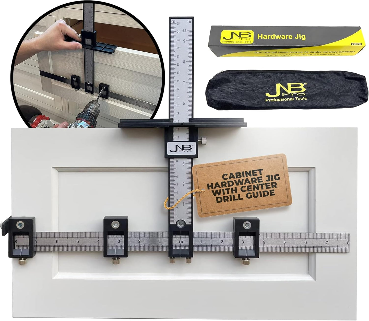 Adjustable Cabinet Hardware Jig ABS & Stainless Steel – Heavy-Duty Drill Guide for Knobs, Pulls & Handles