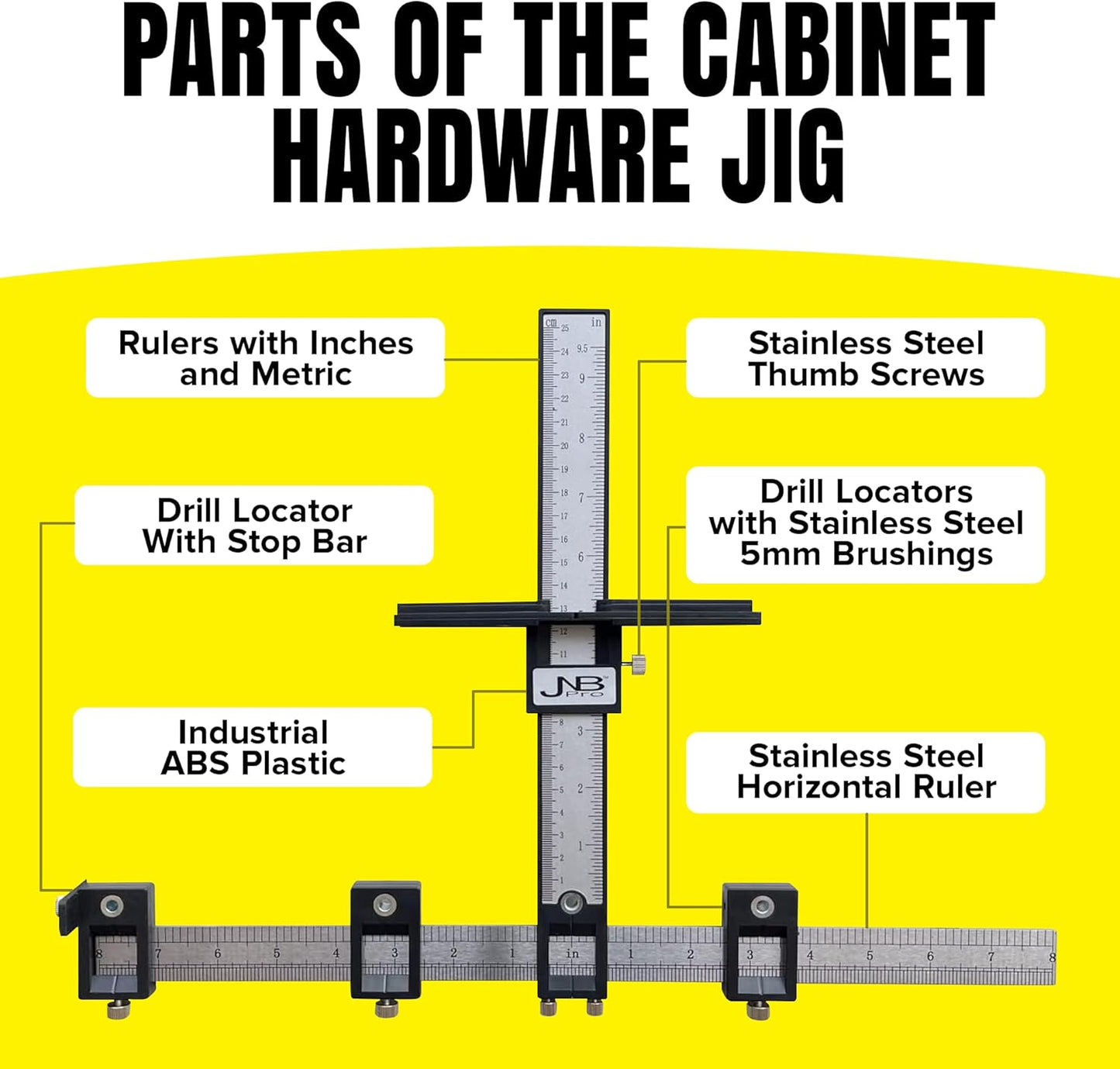 Adjustable Cabinet Hardware Jig ABS & Stainless Steel – Heavy-Duty Drill Guide for Knobs, Pulls & Handles