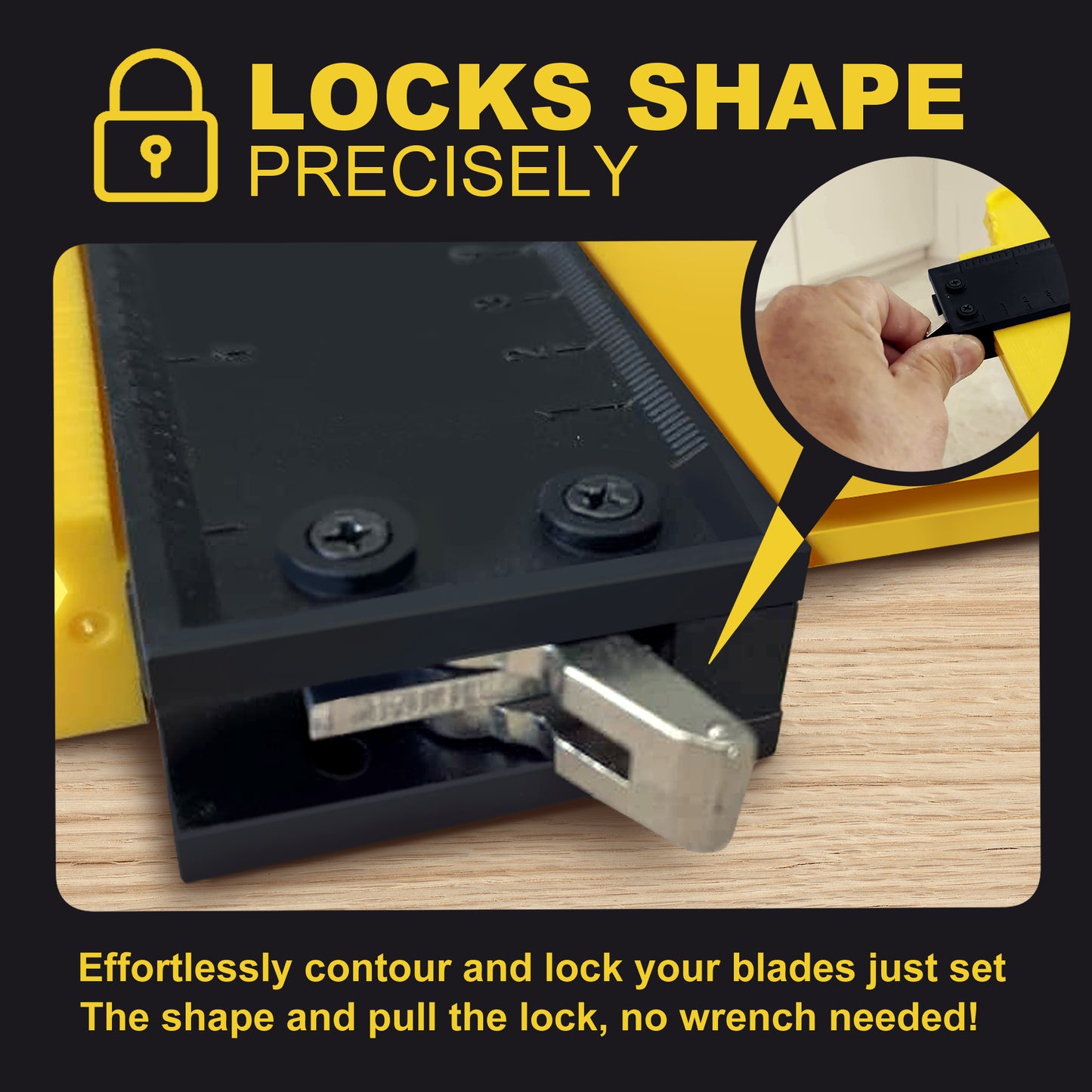 10” Contour Gauge with Lock – Precision Template Tool for Irregular Shapes, Woodworking, Tiling, Flooring, Cabinetry & More