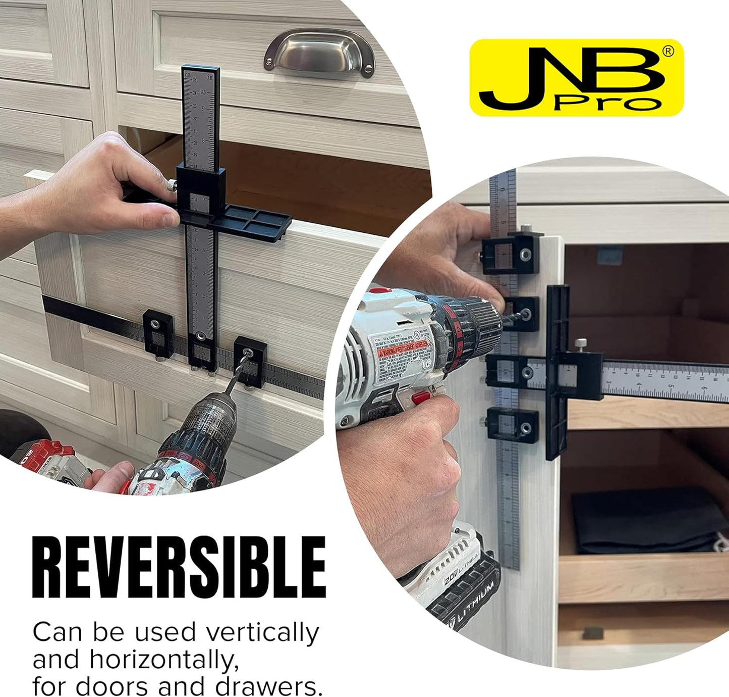 Adjustable Cabinet Hardware Jig ABS & Stainless Steel – Heavy-Duty Drill Guide for Knobs, Pulls & Handles