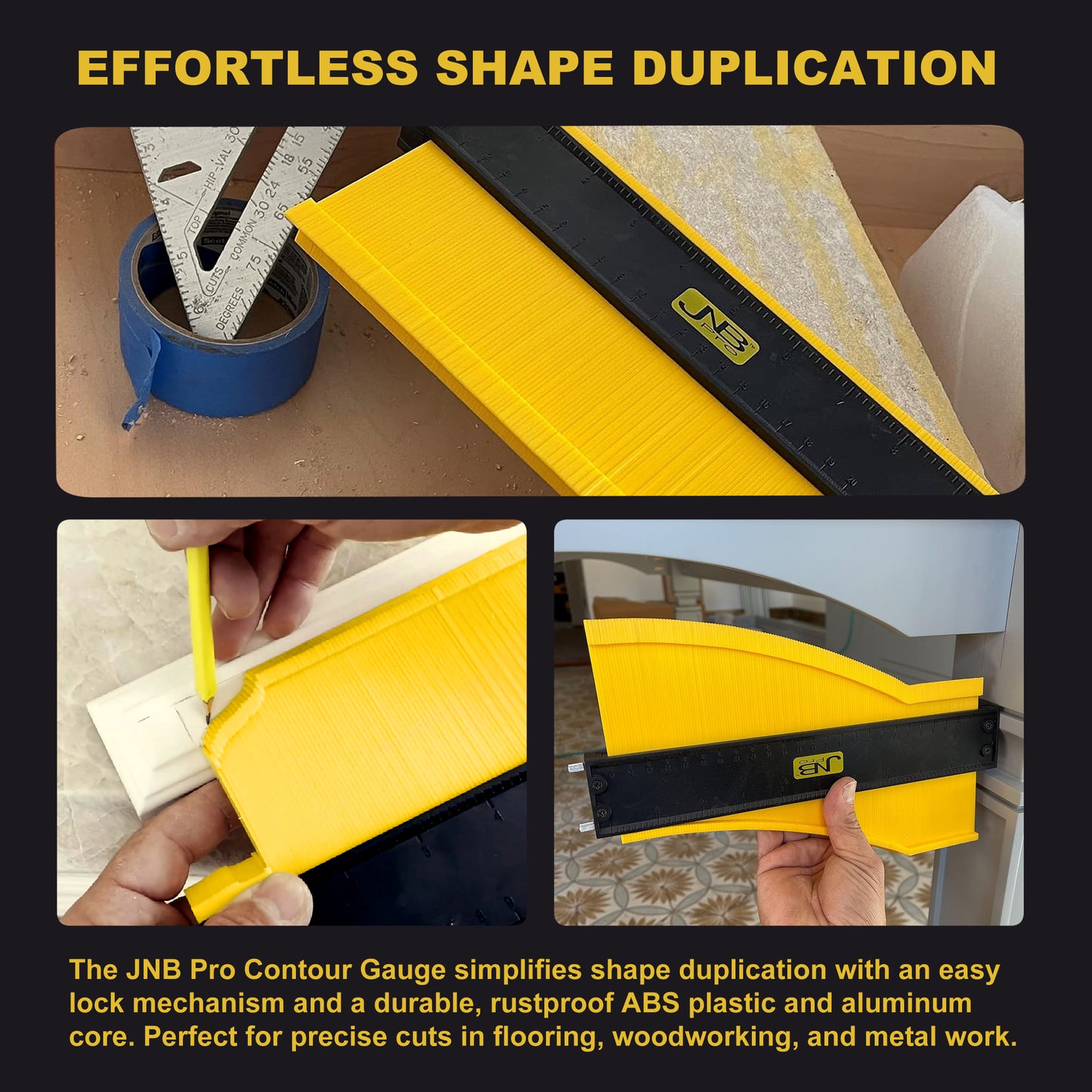 10” Contour Gauge with Lock – Precision Template Tool for Irregular Shapes, Woodworking, Tiling, Flooring, Cabinetry & More
