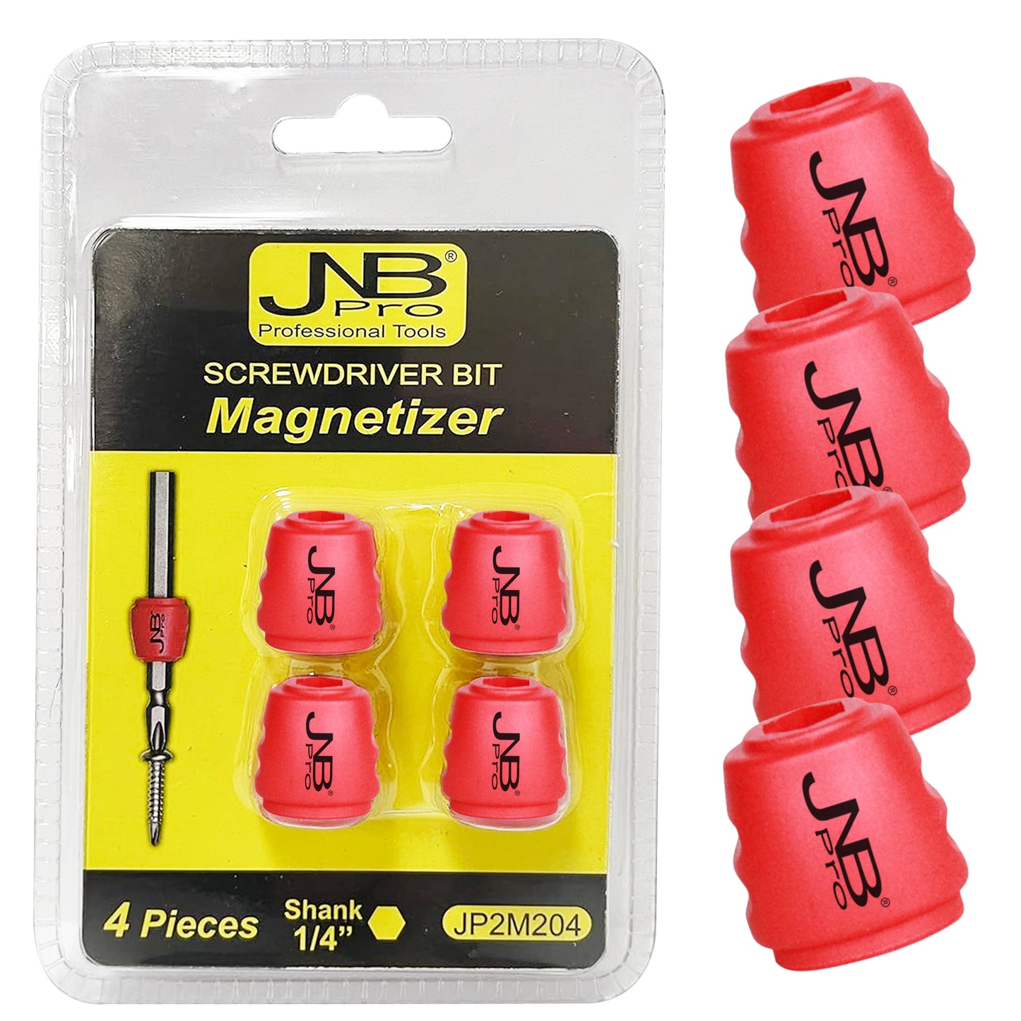 Screwdriver Magnetizer & Demagnetizer – 4 Pack Durable Magnetic Bit Holders for Easy Screwdriver Use and Storage