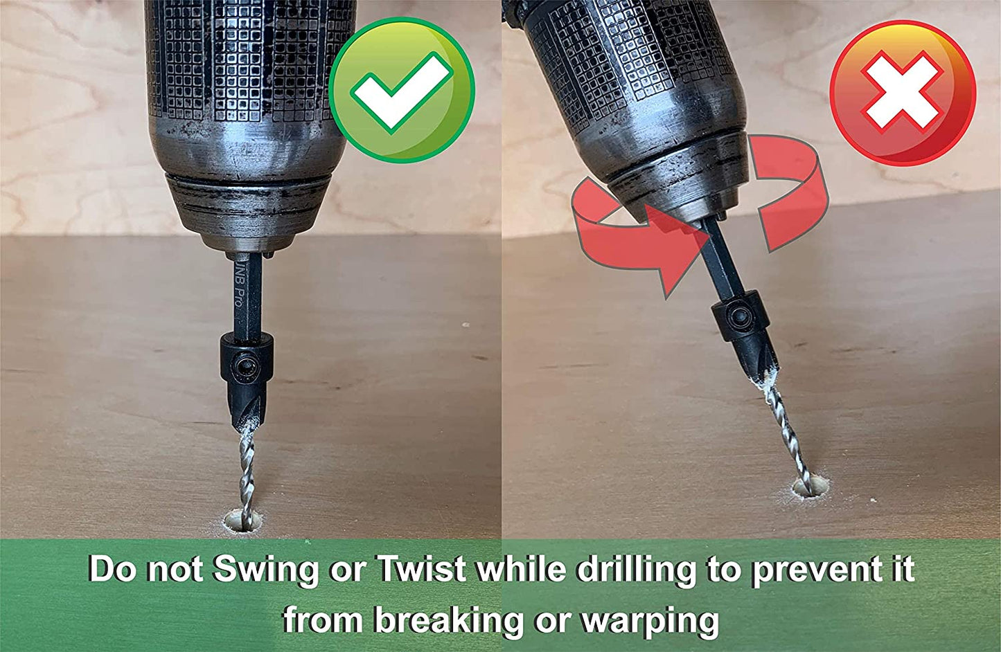 Countersink Drill Bit Set – 3 Pc Pro Set- #6 with extra bit