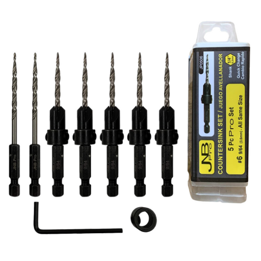 Countersink Drill – 5 Pc Pro Set- #6 with 2 extra bit