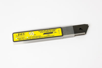JNBPRO Retractable Utility Knife Blades 18mm | SK5 Black Carbon Steel | 10-Pack