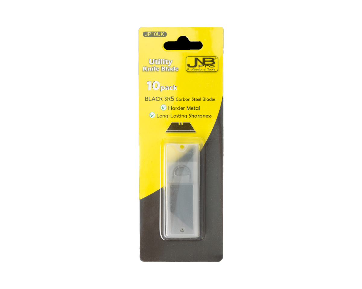 JNBPRO Utility Knife Blades | 10-Pack Box Cutter Replacement Blades | SK5 Black Carbon Steel