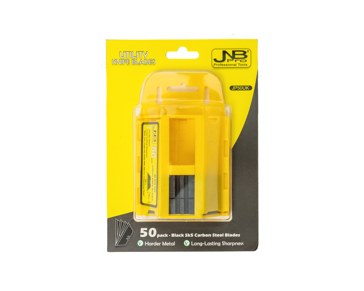 JNBPRO Utility Knife Blades | 50-Pack Box Cutter Replacement Blades | SK5 Black Carbon Steel (Copy)